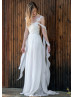 Spagetti Straps Ivory Lace Chiffon Beach Airy Wedding Dress Spagetti Straps Ivory Lace Chiffon Beach Airy Wedding Dress